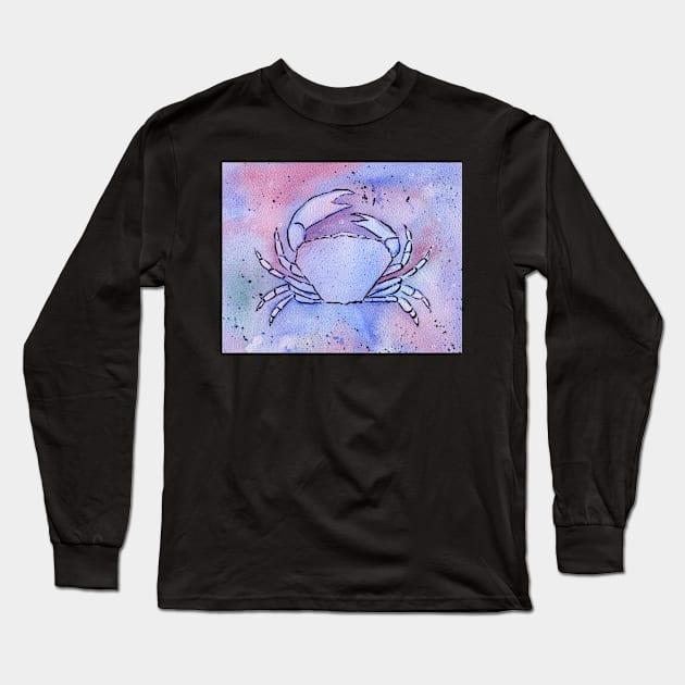 Crab Watercolor Mixed Media Art Long Sleeve T-Shirt by Sandraartist